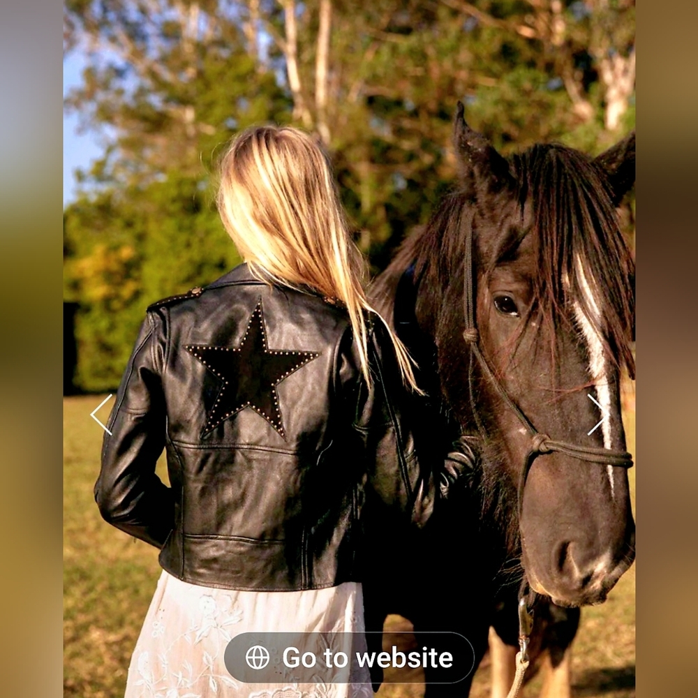 CHASING UNICORNS LONE STAR LEATHER BIKER JACKET NOIR (NWT)